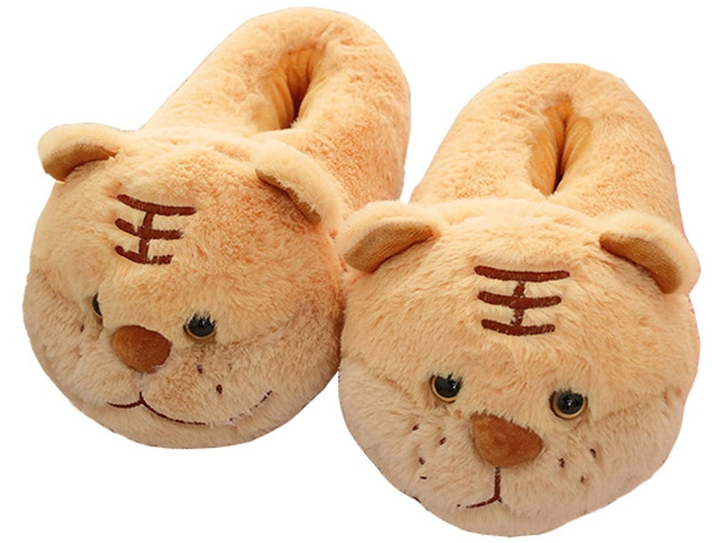 YILANLAN Women's Cute Pig Cartoon Animal Warm Winter Home Furry Slippers (5.5/11, Brown, numeric 5 point 5) - Image 1
