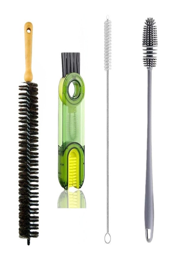 ARYAVART 4-in-1 Bottle Cleaning Brush Set – Water Bottle, Straw & Lid Cleaner Kit | Long Bottle Brush, Straw Cleaning Brush, Gap Brush & Silicone Bottle Brush for Cups, Tumblers, Baby Bottles Cleaning - Image 1