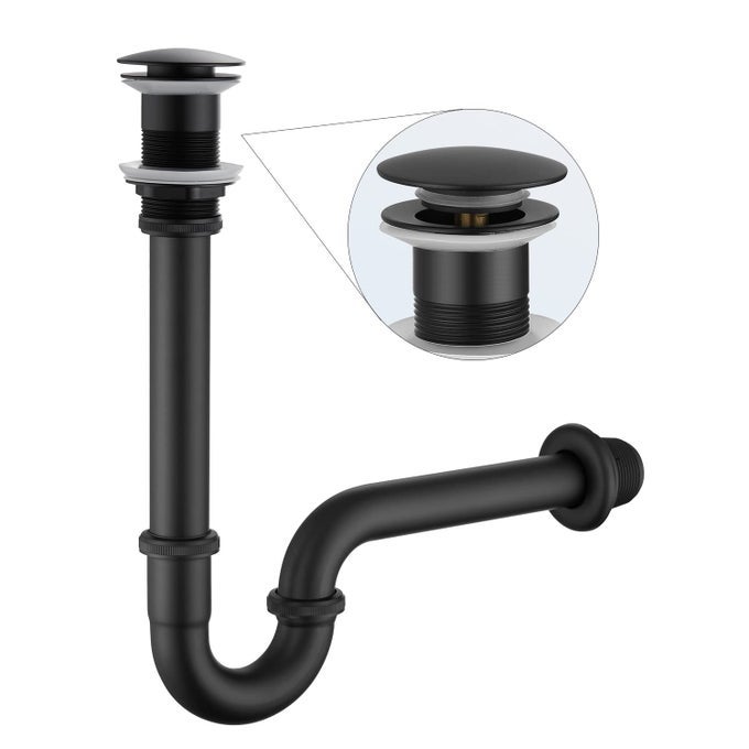 BATHROOM SINK STOPPER BOTTLE TRAP USHAPE 114 INCH SLIP INLET DRAIN COMPLETE KIT LAVATORY SINK STOPPER SET NO OVERFLOW MATTE BLACK PLS MEASURE UR SINK HOLE SIZE BEFORE ORDER