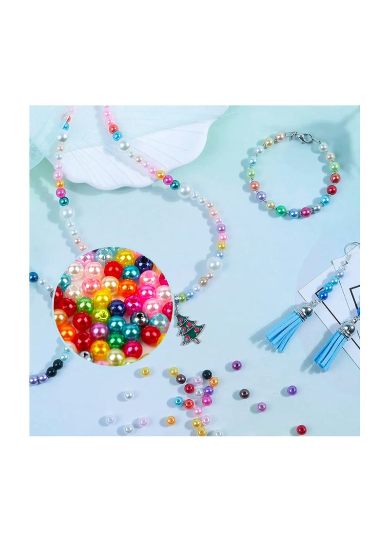 Grab Mantra 1150 Pieces Round Pearl Satin Glossy Beads For Bracelets Earrings Necklaces And DIY Crafts (Multi Off-white)  - Image 5
