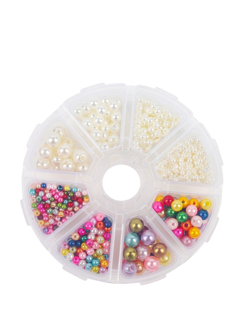 Grab Mantra 1150 Pieces Round Pearl Satin Glossy Beads For Bracelets Earrings Necklaces And DIY Crafts (Multi Off-white)  - Image 1