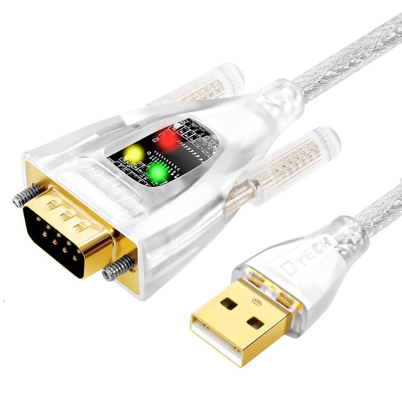 D-tech USB to Serial Adapter Features FTDI Chip DB9 9 Pin RS232 to USB Cable FT231 Chipset Support Windows 11 10 8 7 XP Mac OS Linux Data Lights Detect (1.0M) - Image 1