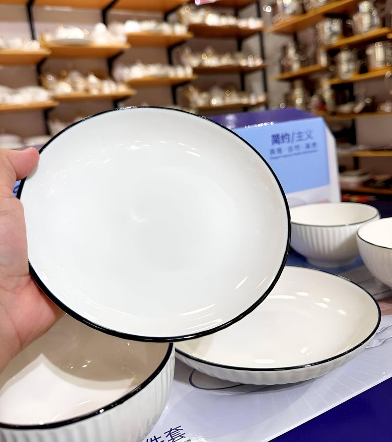 Breakfast kit-6-piece polygonal porcelain kit for aesthetic serving, safe to use in microwave and dishwasher, contains a bowl and a flat dish with a high-end serving tray - Image 4