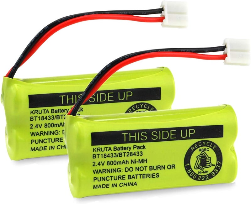 Kruta BT18433/BT28433 BT184342 BT284342 BT1011 BT-1011 800mAh 2.4V Replacement Cordless Phone Battery Compatible with CS6209 CS6219 CS6229 DS6151 89-1330-01-00 CPH-515D - Image 1
