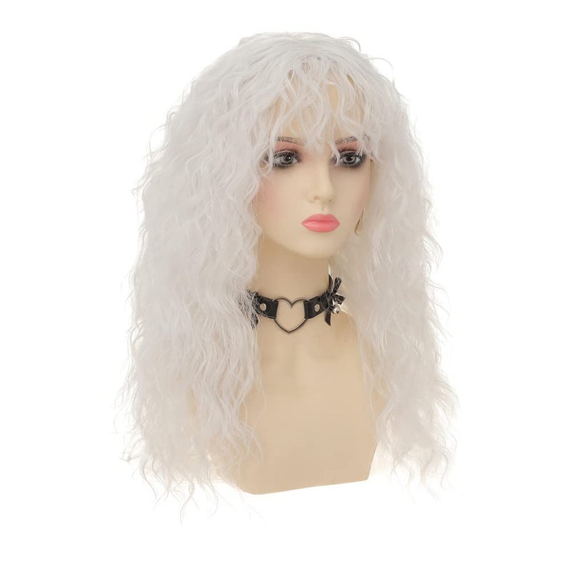 Dai Cloud White Wigs with Bangs for Women Long Curly Wavy Soft Cosplay Halloween Costume Anime Wig - Image 5