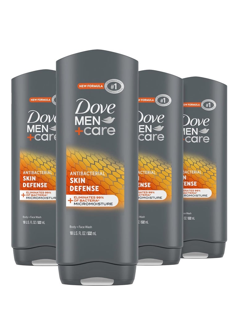 Dove Men+Care Dove Men+Care Body Wash Skin Defense 4 Count For Smooth and Hydrated Skin Care Effectively Washes Away Bacteria While Nourishing Your Skin 18 oz - Image 1