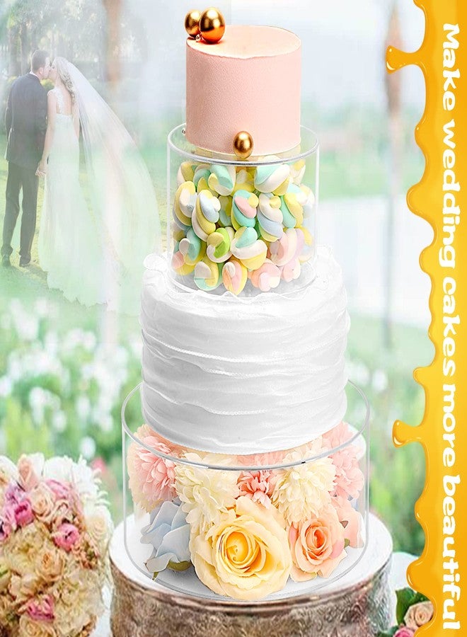 Choowin 2 Pcs Acrylic Cake Stand with Lid Fillable Cake Stand Floating Clear Cake Stand Cake Riser Cake Tier Round Cake Stand Birthday Wedding Cake Stand Cylinder Stand for Party(10 inch,6 inch) - Image 5