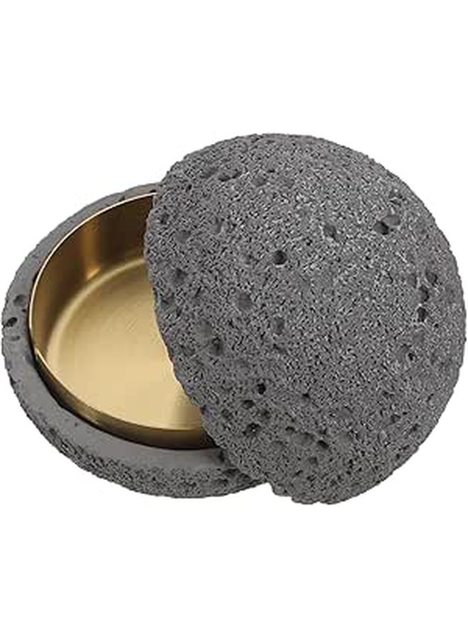 Large Metal Ashtray with Lid Deep Gray Vintage Design for Home Office Outdoor Use - Image 1