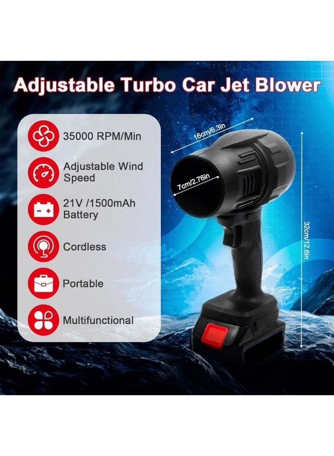 Meetion نفاخ أوراق لاسلكي قوي 48 فولت، نفاخ غبار يدوي صغير مع بطارية 3000 مللي أمبير، نفاخ هواء توربيني عالي السرعة للوحة المفاتيح، السيارة، التنظيف الخارجي والمنزلي (3 دبابيس) - Image 3