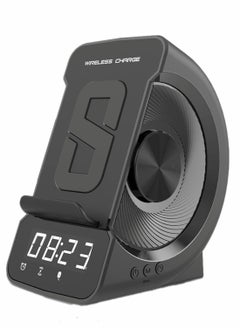 Bluetooth Speaker with Wireless Charger Stand Alarm Clock FM Radio HiFi Sound Quality Stereo Sound Wireless and Wired Charging Simultaneously for iPhone and Android Phone