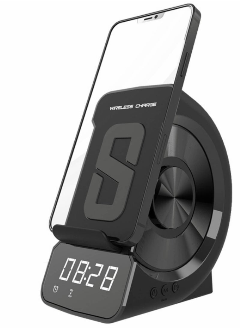Excefore - Bluetooth Speaker with Wireless Charger Stand Alarm Clock FM Radio HiFi Sound Quality Stereo Sound Wireless and Wired Charging Simultaneously for iPhone and Android Phone - Image 1
