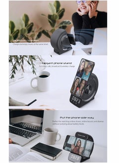 Excefore Bluetooth Speaker with Wireless Charger Stand Alarm Clock FM Radio HiFi Sound Quality Stereo Sound Wireless and Wired Charging Simultaneously for iPhone and Android Phone  - Image 5