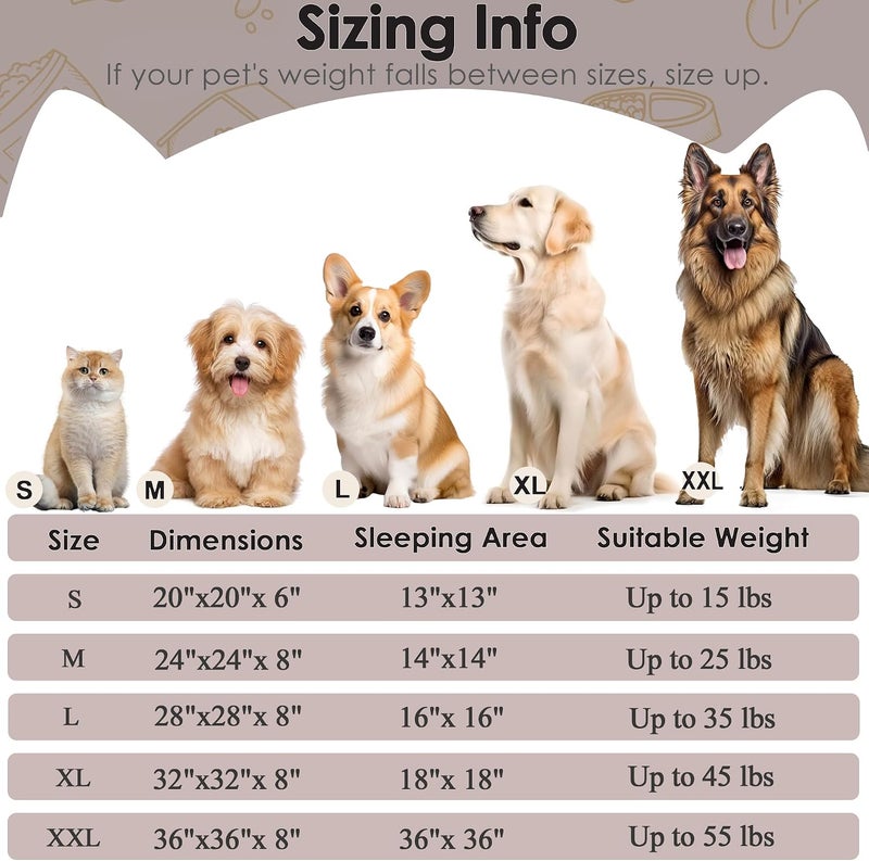 Hoewina Dog Beds Large Sized Dog and Cats, 32in Pet Beds for Large Pet, Washable Indestructible Extra Large Dog Bed (Brown) - Image 2