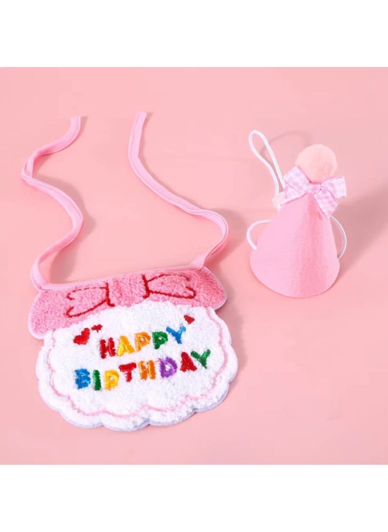 NajmStyle Birthday Hat Scarf Set for Pet Puppy Cats, Princess Cat Costumes for Cats, Cute Lace Bandanas for Cats, Pet Birthday Party Decorations Set  - Image 2