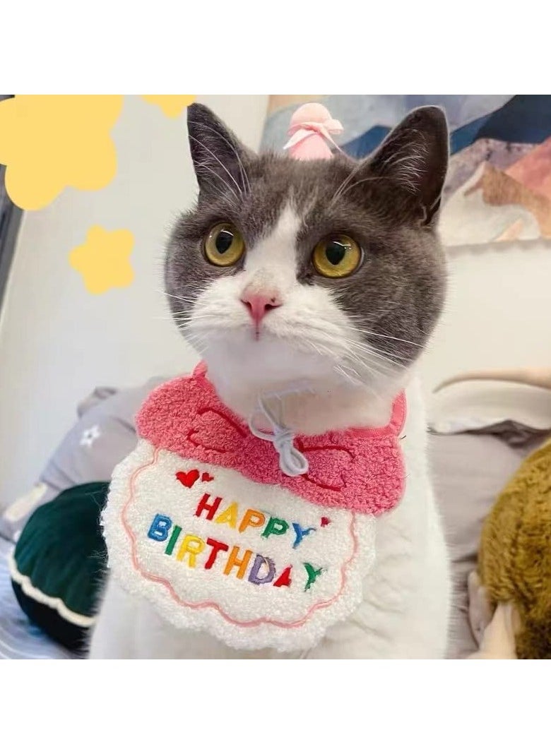 NajmStyle Birthday Hat Scarf Set for Pet Puppy Cats, Princess Cat Costumes for Cats, Cute Lace Bandanas for Cats, Pet Birthday Party Decorations Set  - Image 3