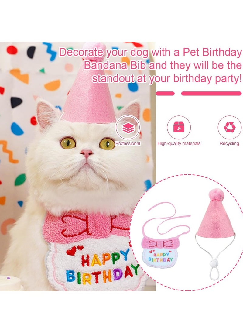 NajmStyle Birthday Hat Scarf Set for Pet Puppy Cats, Princess Cat Costumes for Cats, Cute Lace Bandanas for Cats, Pet Birthday Party Decorations Set  - Image 4