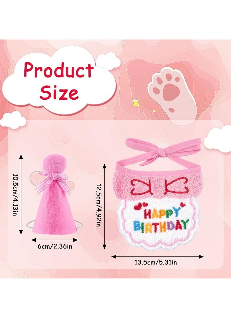 NajmStyle Birthday Hat Scarf Set for Pet Puppy Cats, Princess Cat Costumes for Cats, Cute Lace Bandanas for Cats, Pet Birthday Party Decorations Set  - Image 5