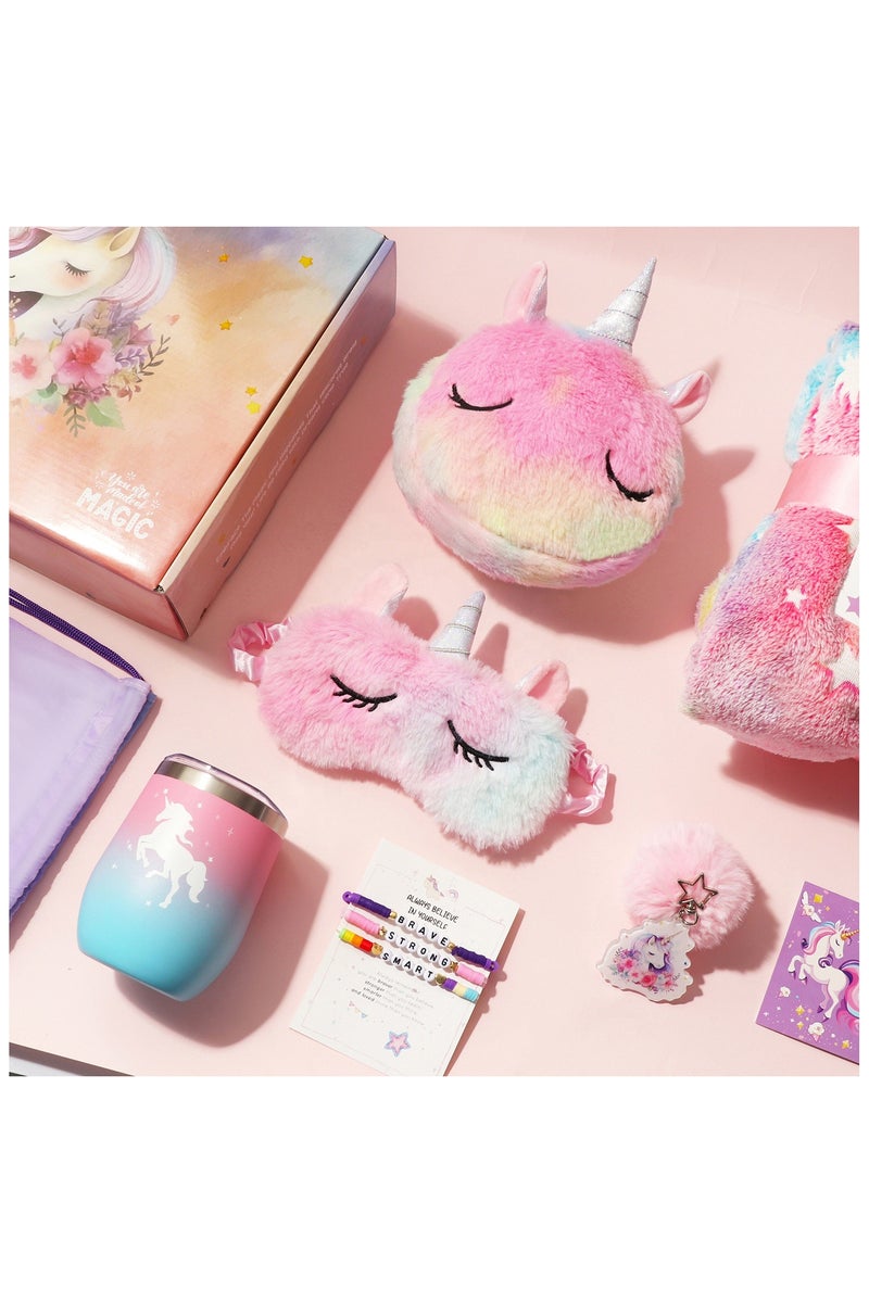 Unicorn Gift Set for Girls – 9 Pcs Birthday Gift Box with Blanket, Crossbody Bag, Tumbler, Eye Mask & Accessories – Magical Unicorn Toys & Gifts for Kids Ages 5-12  - Image 5
