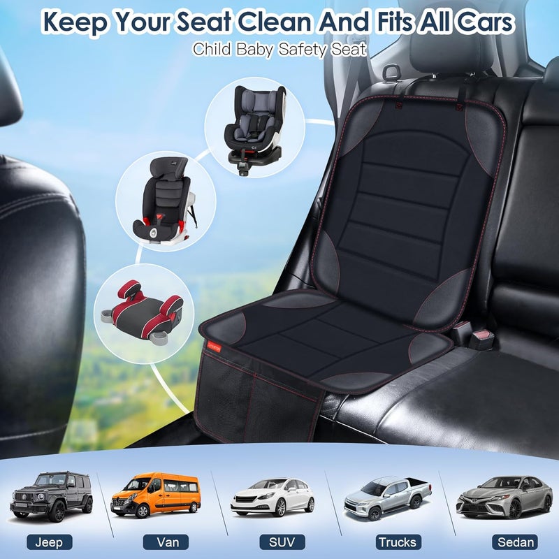 Sinvitron Car Seat Protector for Child Car Seat  Waterproof NonSlip Leather Mat with 2 Mesh Pockets Universal Seat Cover for Baby Pets  Vehicles2PackBlack - Image 5