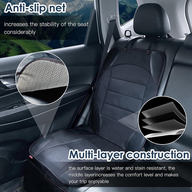 Sinvitron Car Seat Protector for Child Car Seat  Waterproof NonSlip Leather Mat with 2 Mesh Pockets Universal Seat Cover for Baby Pets  Vehicles2PackBlack - Image 2