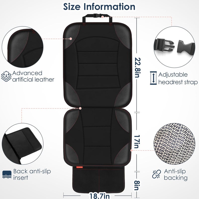 Sinvitron Car Seat Protector for Child Car Seat  Waterproof NonSlip Leather Mat with 2 Mesh Pockets Universal Seat Cover for Baby Pets  Vehicles2PackBlack - Image 3