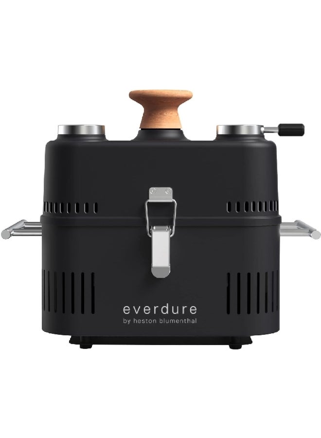  ايفرديور كيوب 360 شواية فحم محمولة بغطاء وميزان حرارة باللون الأسود وبأبعاد 31.6 × 27.4 × 38.4 سم HBCUBE360B - Image 1