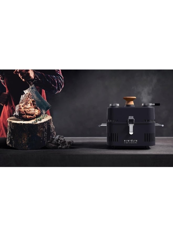  ايفرديور كيوب 360 شواية فحم محمولة بغطاء وميزان حرارة باللون الأسود وبأبعاد 31.6 × 27.4 × 38.4 سم HBCUBE360B - Image 4