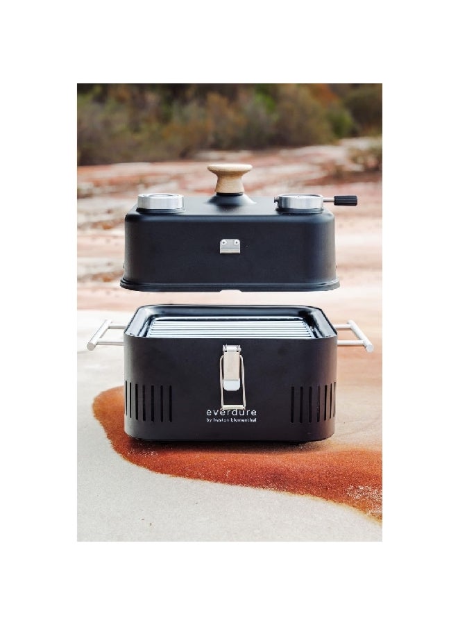  ايفرديور كيوب 360 شواية فحم محمولة بغطاء وميزان حرارة باللون الأسود وبأبعاد 31.6 × 27.4 × 38.4 سم HBCUBE360B - Image 3