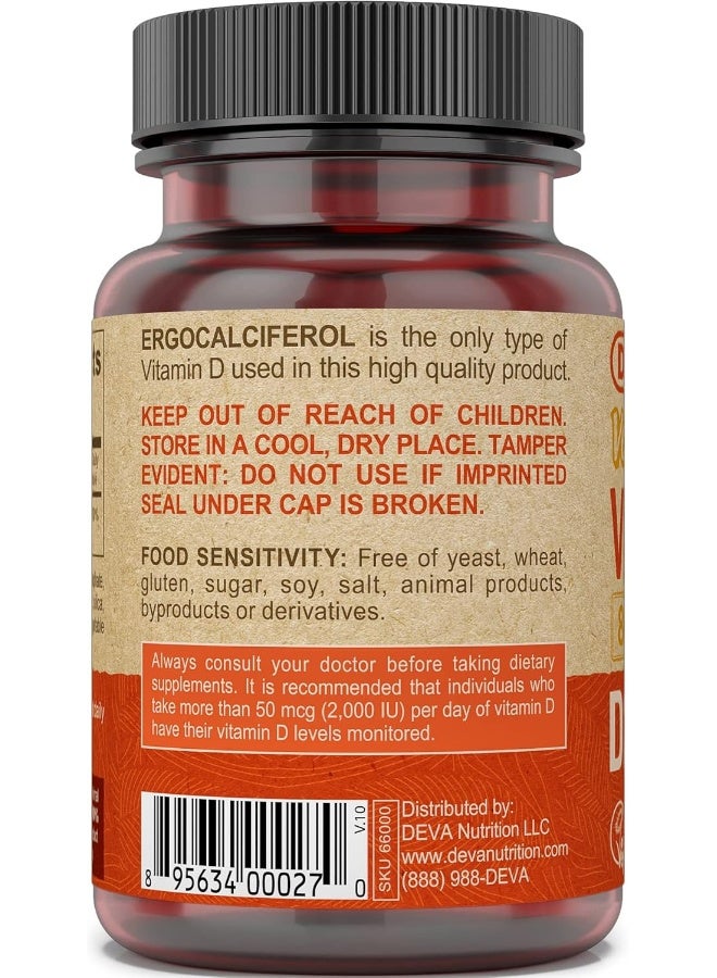 Deva Vegan Vitamin D2 800 IU Tiny Tablets for Adults - Image 3