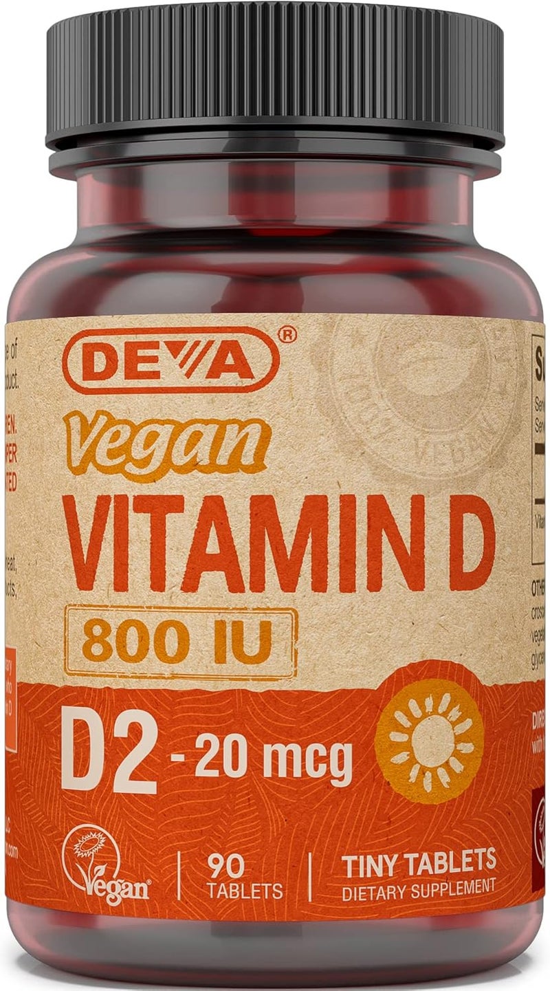 Deva Vegan Vitamin D2 800 IU Tiny Tablets for Adults - Image 1