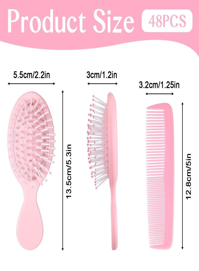 mekueeex 48 Pcs Mini Wet Hair Brush & Mini Combs Set, Bridesmaid Gifts, Spa Party Supplies, Hair Brush 24 Detangler Small Brushes 24 Plastic Combs - Image 2