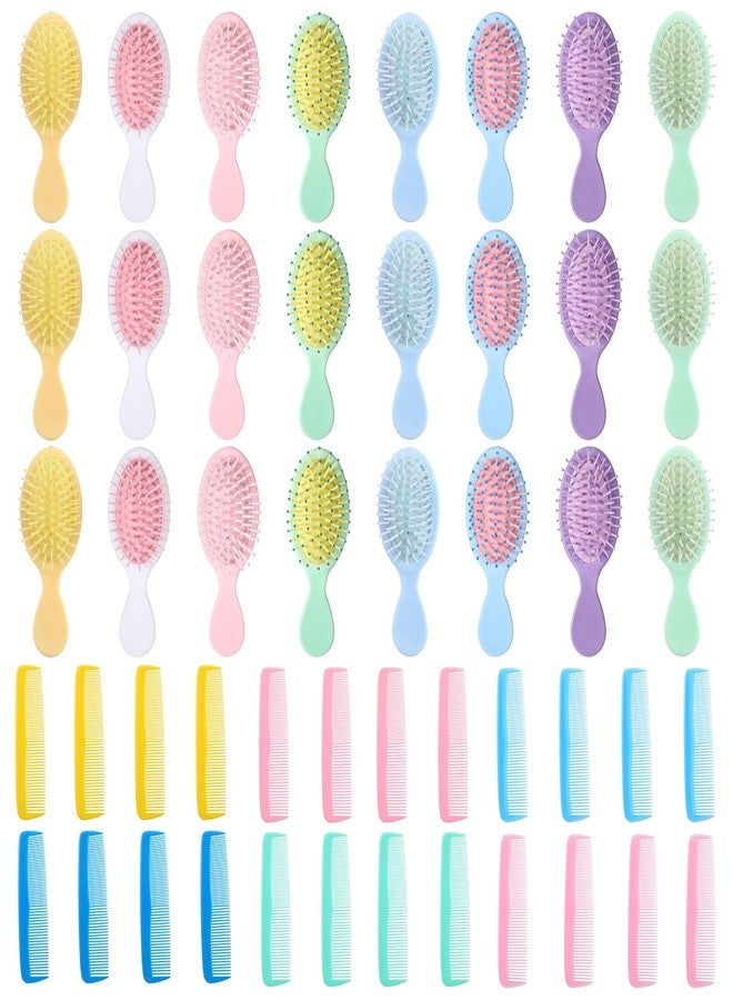 mekueeex 48 Pcs Mini Wet Hair Brush & Mini Combs Set, Bridesmaid Gifts, Spa Party Supplies, Hair Brush 24 Detangler Small Brushes 24 Plastic Combs - Image 1