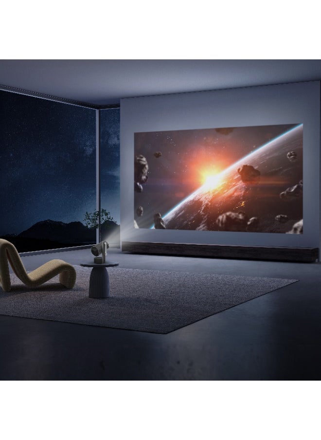 Full HD Smart Projector with Auto Focus & Keystone/ 150" Ultra Wide Screen/Android/Speaker/ Bluetooth, HDMI, WiFi, USB / High-Resolution Projector for Office, Gaming, Movie, Home Theater - Grey