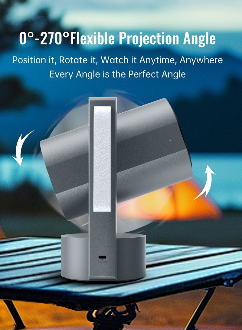 porodo Full HD Smart Projector with Auto Focus & Keystone/ 150" Ultra Wide Screen/Android/Speaker/ Bluetooth, HDMI, WiFi, USB / High-Resolution Projector for Office, Gaming, Movie, Home Theater - Grey - Image 3