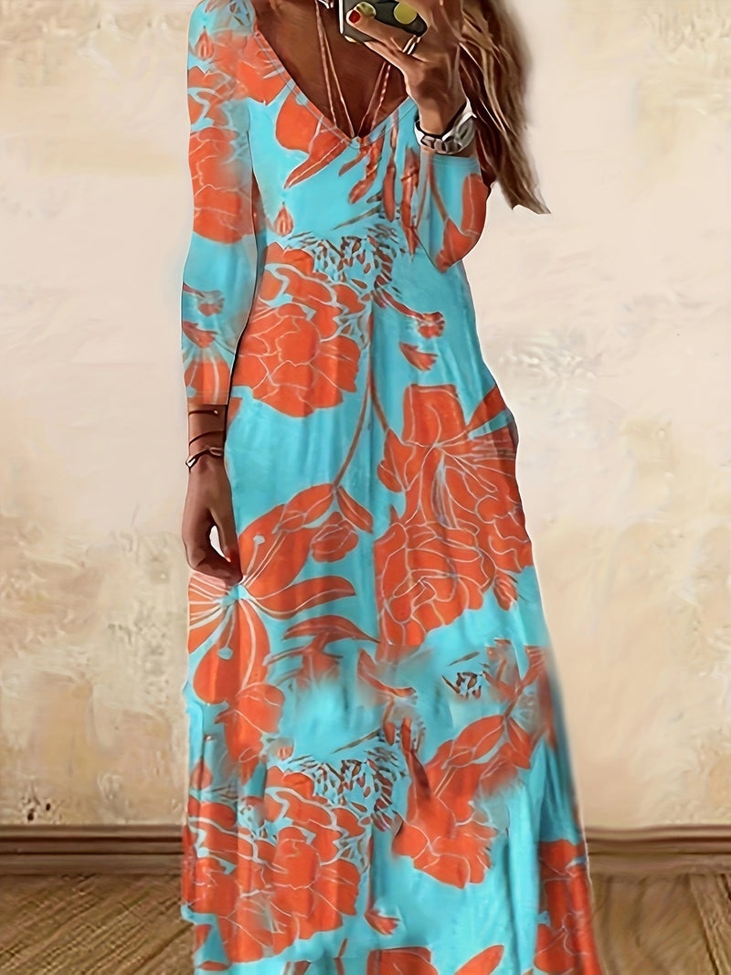 Women's Floral Print Long Sleeve Dress - Image 4