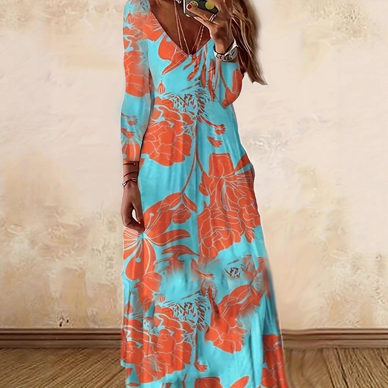Women's Floral Print Long Sleeve Dress - Image 1