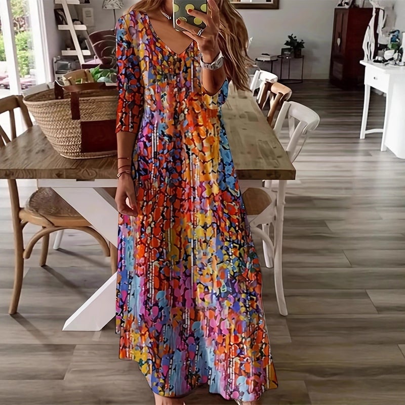 Women's Floral Print Long Sleeve Dress - Image 3