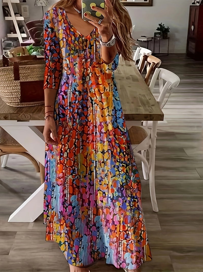 Women's Floral Print Long Sleeve Dress - Image 5