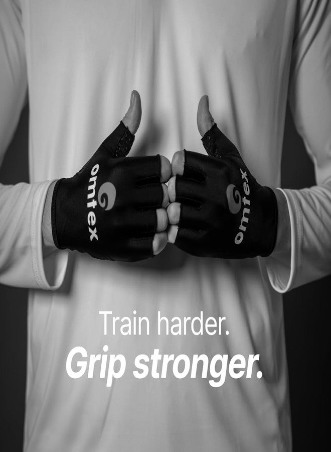 omtex Cricket Finger Cut Catching Fielding Batting Gloves Sweat Absorbent to Enhance Grip and Durability- Black - Large - Image 4