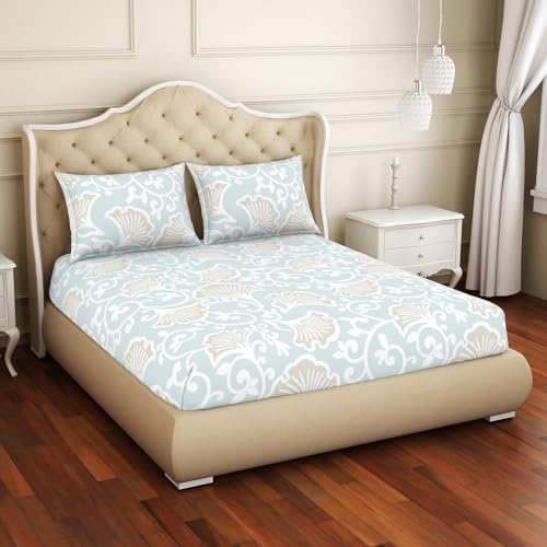 Welspun Cotton Rich Large Bedsheet (274 Cm X 274 Cm / 43 Cm X 68 Cm) | 150 Tc Twill Ornate Bedsheet & Pillow Covers Set (Red/Slate)- 2-in-1 - Image 3