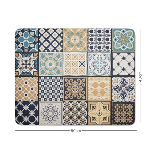 Home-Cloud HomeCloud Dish Drying Mat for Kitchen Counter Hide Stain Super Absorbent, Non-Slip, Heat-Resistant, Great for Dishes,Rack Pad, Kitchen Counter, Coffee Maker (Multi_Navy, 50x40cm) - Image 3