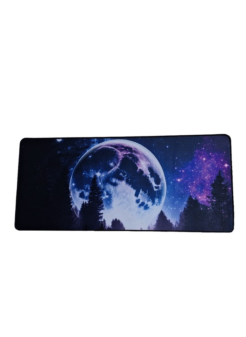 Generic - Desk Mat Decor Night Forest Large Gaming Mouse Pad Starry Sky with Moon Mousepad for Computer Office Keyboard Mat Laptop Big Mouse Pad Cute Desk Decor 30cm x 70cm x 2mm - Image 1