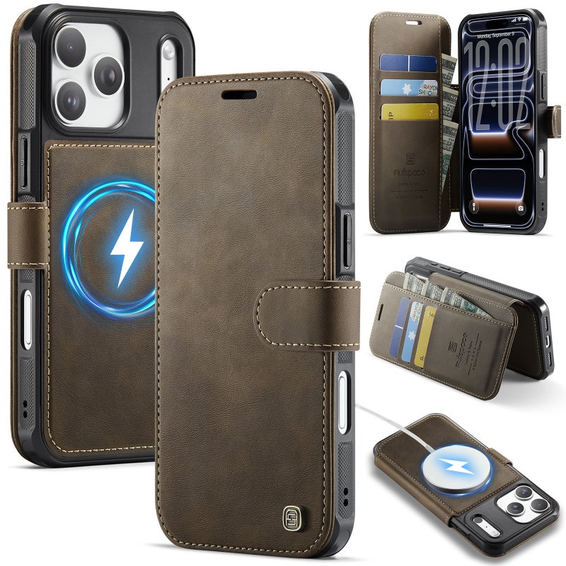 غطاء واقي بTPU باللون بني بوظيفة حامل من مادة TPU لـ iPhone 16 / 16 Plus / 16 Pro / 16 Pro Max مع حامل قائم وحامل بطاقات مع مقاوم للصدمات مع حماية من السقوط لترتيب الأغراض - Image 5