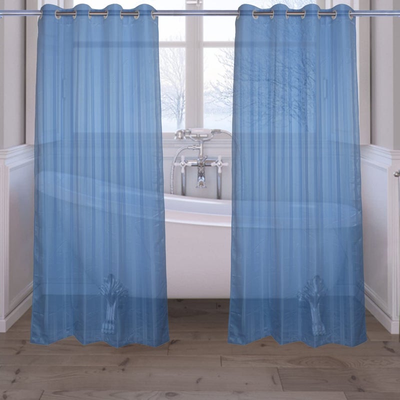 Parda Online 213 cm Waterproof Shower Curtain with Eyelets - Dark Blue (Pack of 2) - Image 1