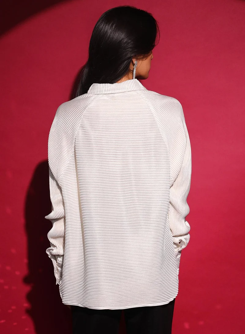Pinacolada  Women's Chalk White Pleated Shirt  | Best Price UAE
