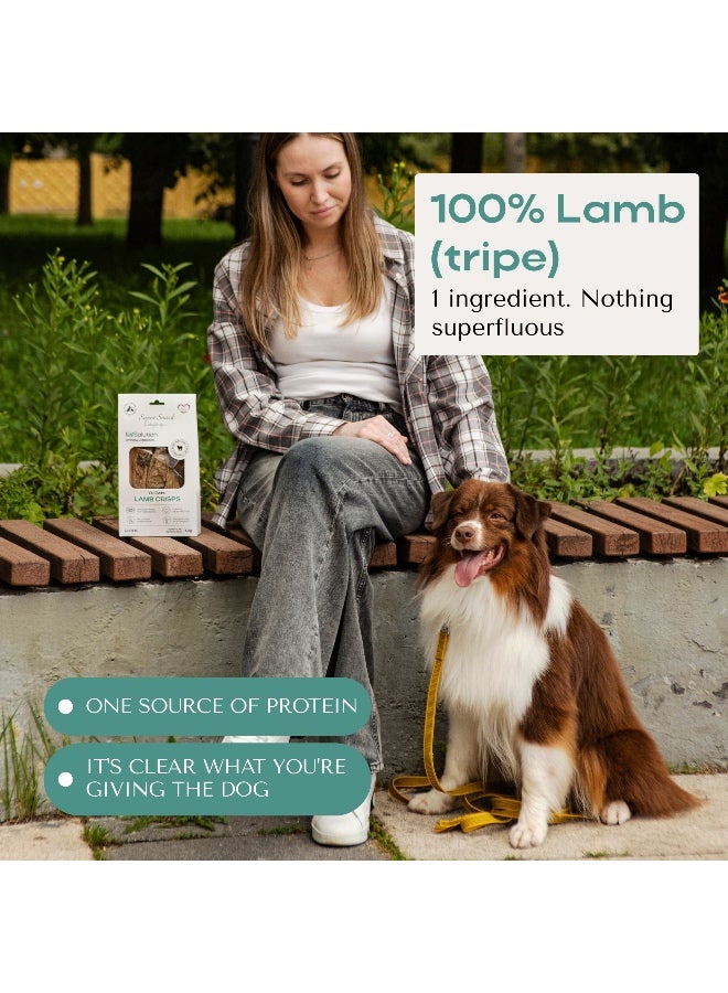 اوه تو بيتس  O2Pets مكافآت هيبوالرجينيك للكلاب والجراء من شرائح لحم الضأن – وجبة خفيفة بمكوّن واحد فقط من كرشة الضأن 100٪ – دعم صحي لصحة الجهاز الهضمي وتوازن البكتيريا النافعة في الأمعاء والمناعة الطبيعية، منخفضة السعرات الحرارية وغنية بالبروتين. - Image 5