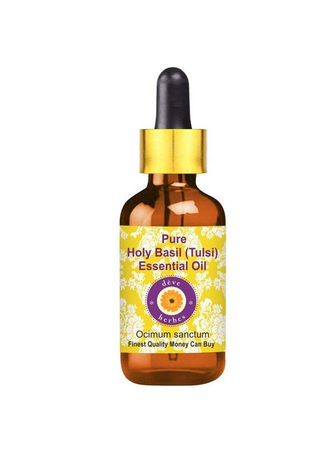Pure Holy Basil (Tulsi) Essential Oil (Ocimum Sanctum) With Glass Dropper Natural Therapeutic Grade Steam Distilled 5Ml
