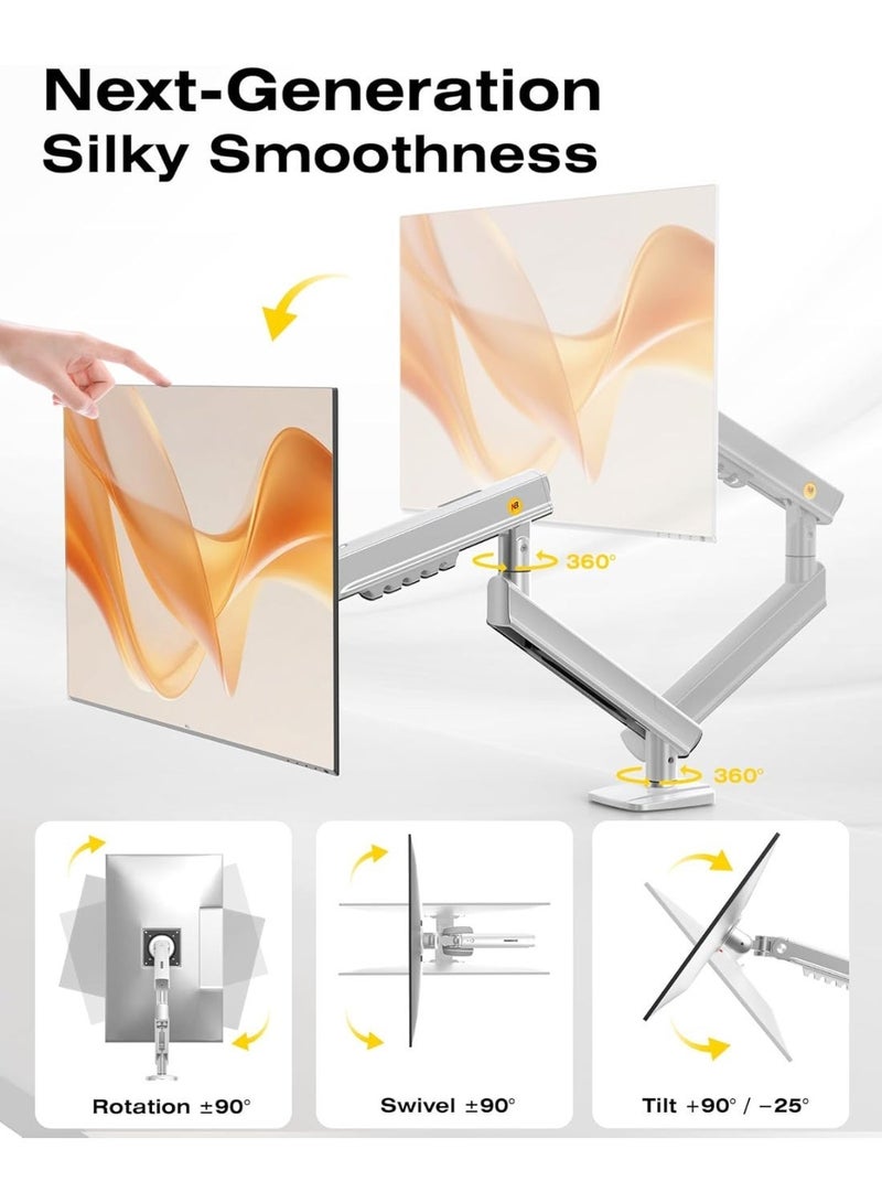 NB Ergonomic Smoovex™ Monitor Mount for 17 to 32 Inch Screens, Monitor Arm Load up to 9 kg, Mechanical Spring, Quick Installation Panel, VESA 75 & 100 mm (Silver, A5 Single Arm) - Image 3
