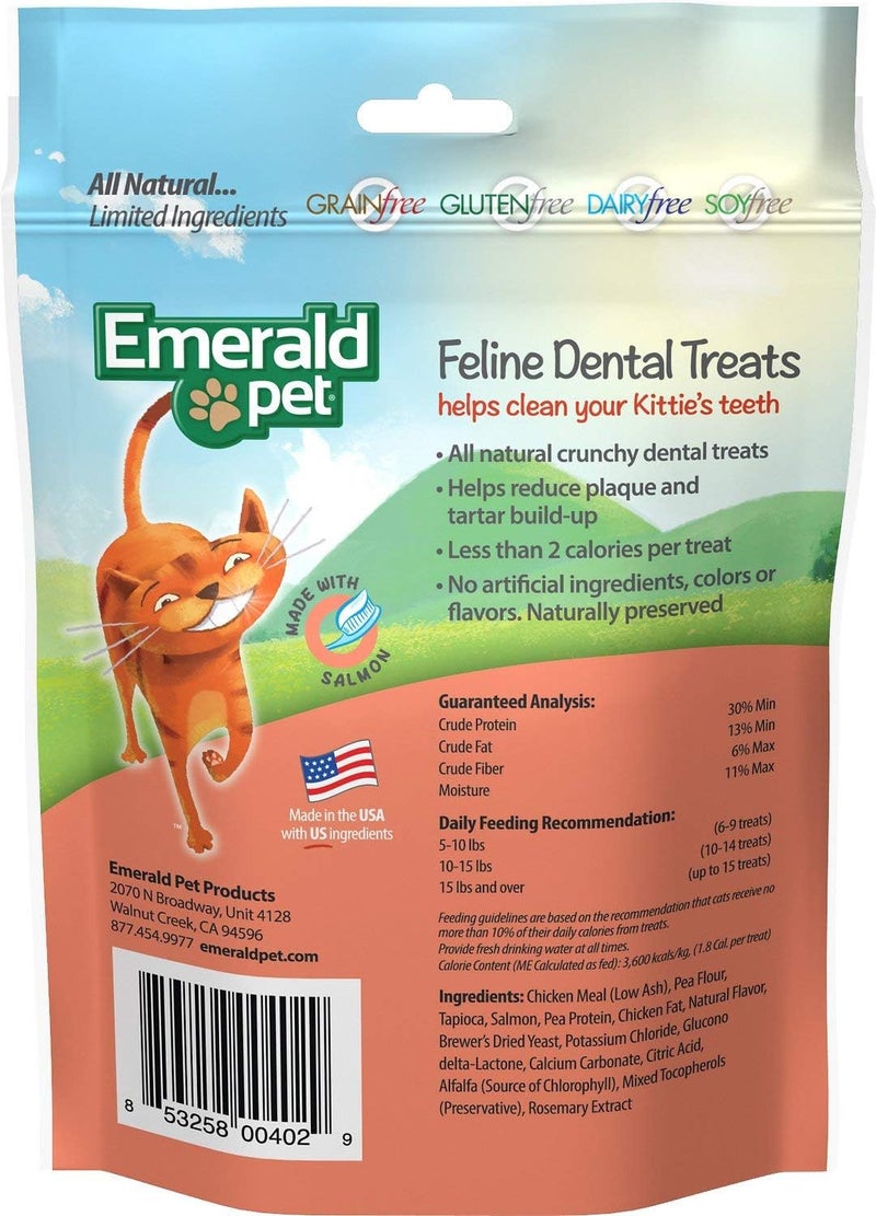 Emerald Pet 2 Pack of Salmon Grain-Free Feline Dental Treats, 3 Ounces Each, Supports Clean Teeth and Fresh Breath - Image 2