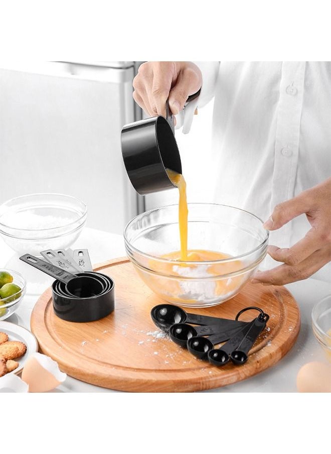 Generic - 10 PCS Measuring Spoon And Measuring Cup, Plastic Measuring Spoon And Cup,Graduated Measuring Spoons and Measuring Cups, Kitchen Baking Tools(Black) - Image 1